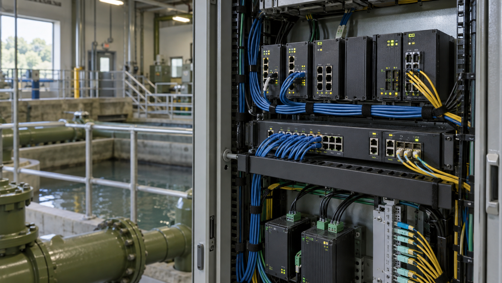 Illustrative industrial network equipment in a water utility
